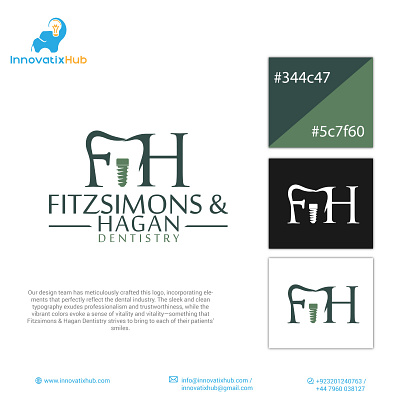 Dental logo - ( Fitzsmins & hagan dentistry) adobe brandelevation brandidentity creativesolution design fitzsimonsandhagandentistry icon innovatixhubdesign logo logo lesson logo mark logoart logoawesome logobook logodesign logonew minimalist logo trend usa vector