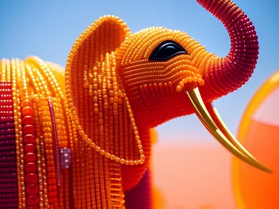 Big out of small ai art artificialintelligence beads elephant illustration nft orange stable diffosion