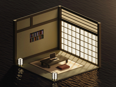 3D Room — Japan 3d 3droom books cg cinema4d japan minimalism notebook rozov visualisation wnbl