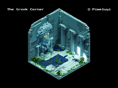 The Greek Corner NFT 3d 3dart greece greek nft pixeluyi voxel voxelart