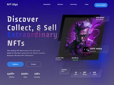 Nfts Website Landing Page UIUX Designing app design bitcoin uiux crypto uiux crypto website crypto website ui dashboard design figma gaming uiux graphic design landingpage nft nft landingpage nft website nfts ux ui uiux ux ux design ux website