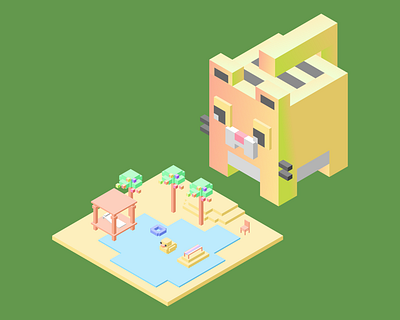 Isometric Tiger & Swimming Pool 2.5d 3d design figma figma plugin graphic design illustration isometric orthographic plugin projection ui