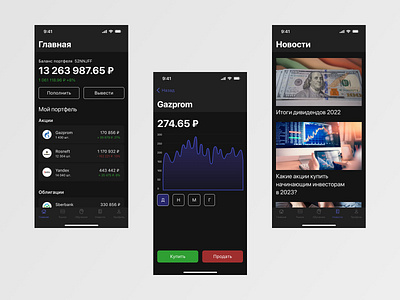 Брокерское приложение app broker design fintech stocks ui ux
