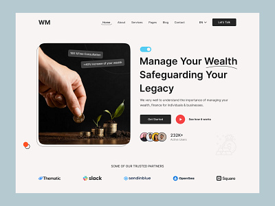 Wealth Management Website Design 3d agency animation app branding design graphic design illustration landingpage logo motion graphics template ui uiux video wealth website wix