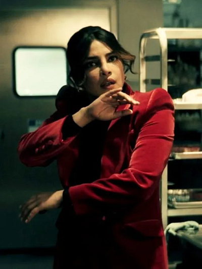 Citadel Nadia Sinh Red Velvet Blazer citadel (2023) priyanka chopra red blazer red blazer red velvet blazer