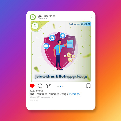 Insurance Design for Instagram Post app branding design graphic design illustration logo typography ui ux vector