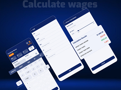 Calculate Wages App🖩 employer salary calculate app illustration logo ui ux