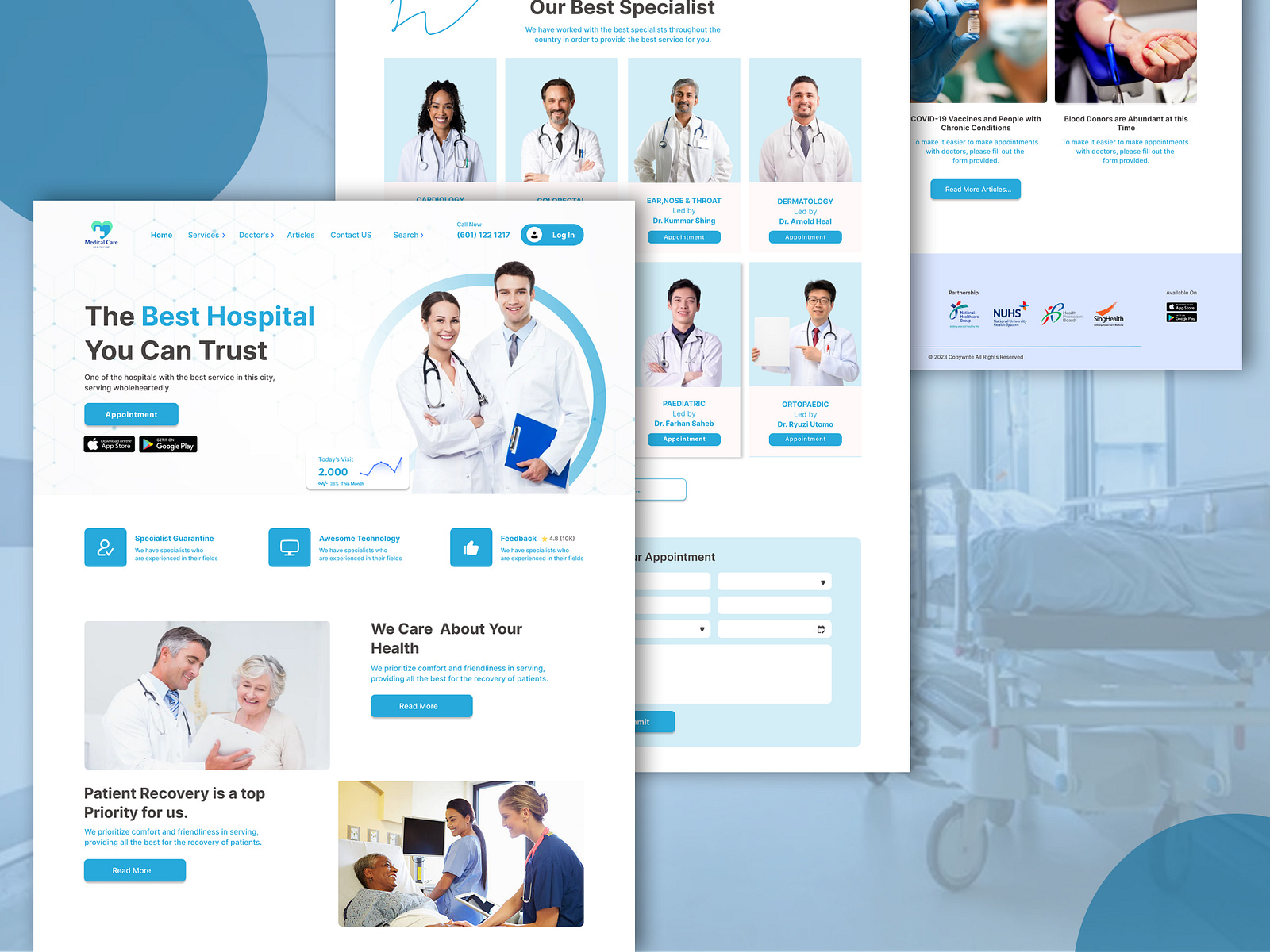 Hospital landing page by Purwanto on Dribbble