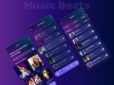 Music Beats🎵 graphic design illustration music beats app ui ux design