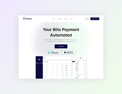 Website Concept for fintech platform that helps pay your bill design graphic design ui