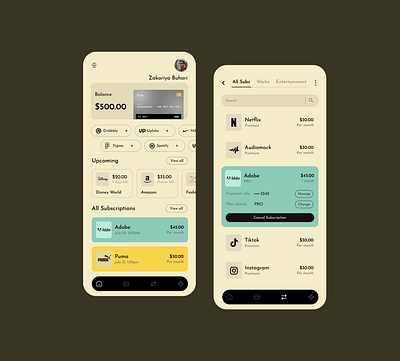 Subcription tracker App app application banking design finance mobile app mobile application product design save suscription ui uiux uiux design ux