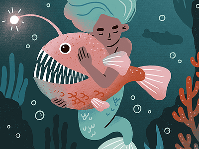 Deep Sea Mermaid anglerfish character deep sea digital illustration fish illustration mermaid mermay procreate underwater