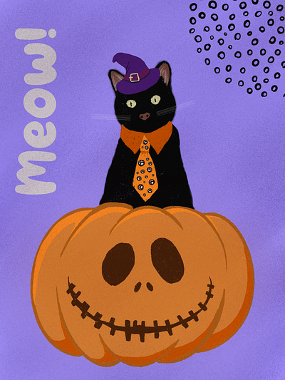 Meow! Happy Halloween digital art graphic design greeting card halloween illustration illustrator procreate