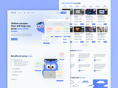 Sova - An Online Learning Platform landing page online learning platform ui uiux ux