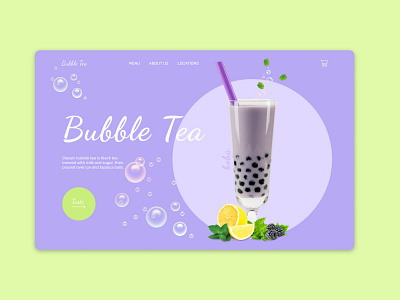 First page of the website for bubble tea