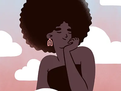 In the Clouds character clouds digital illustration dreamy female girl illustration portrait procreate woman