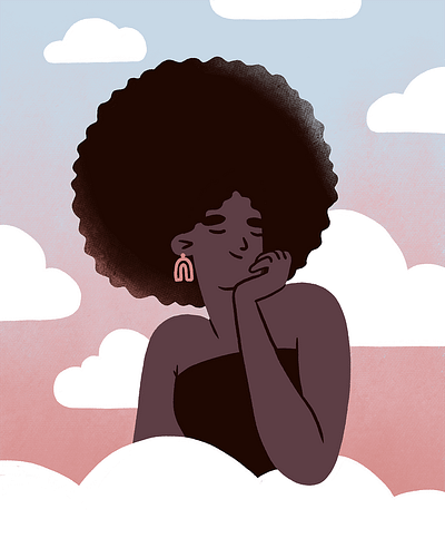In the Clouds character clouds digital illustration dreamy female girl illustration portrait procreate woman