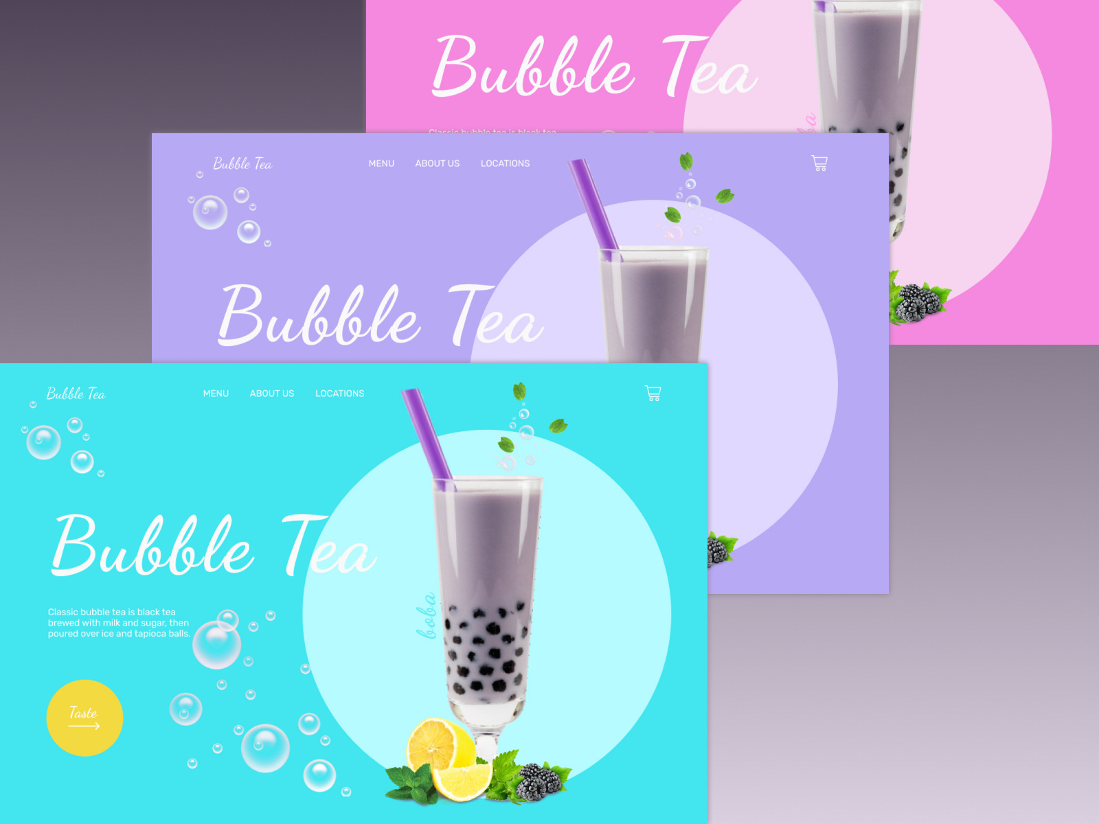 First page Bubble tea / Variants by Olga Kushner on Dribbble