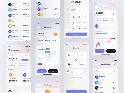 Cryptocurrency Wallet Mobile App Design app ui app ui design bitcoin blockchain crypto crypto application cryptocurrency designer figma design finance app fintech app minimal mobile app design mobile apps mobile design saas token uiux user interface web app