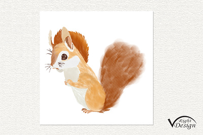 Watercolor Cute Squirrel Sublimation Clipart animal wildlife