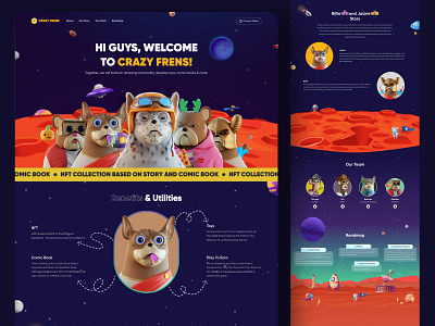 Crazy Frens Landing Page Redesign | NFT Landing Page bitcoin blockchain crypto ethereum landing landing page nft nft landing page nft project ui