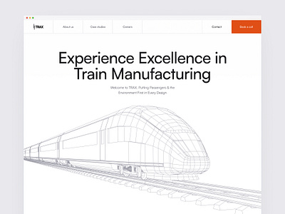 TRAX - Train Manufacturing Website Design Concept branding design header hero illustration landing landing page logo minimal train ui