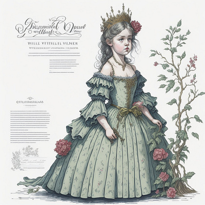 Princess Vintage clipart design fairytale graphic design illustration