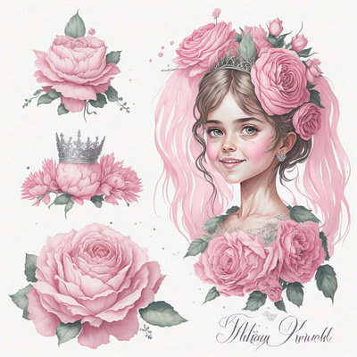 Pink Princess Clipart clipart design fairy fairytale graphic design illustration pastel