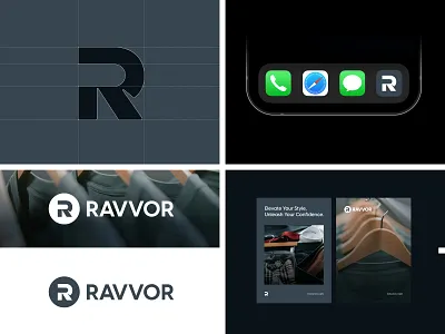 Ravvor - Branding ,visual identity, Clothing Brand logo identity apparel brand identity branding cloth clothing clothing brand design ecommerce fashion letter r logo logo design logo designer luxury minimalist quality r logo store streetwear vector