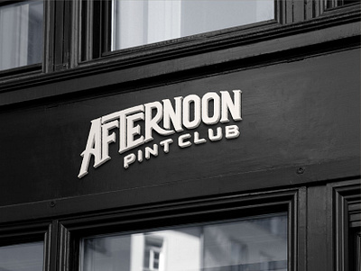 Afternoon Pint Club bar beer black and white brand design branding brewery enterance hand lettering lettering logotype mock up mockup pub shop sign signage type typography vintage window