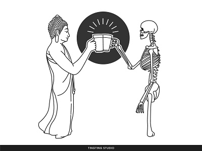 Cheer for Everyone Illustration beer black and white branding cartoon character commissions design fiverr graphic design illustration line line art vector