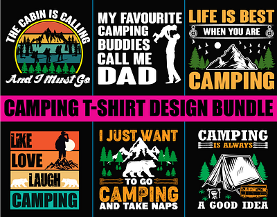 Camping T-Shirt Design . creative design element graphic design grunge illustration text typography ui vector