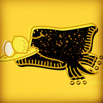 Skate with Lemon and Egg illustration
