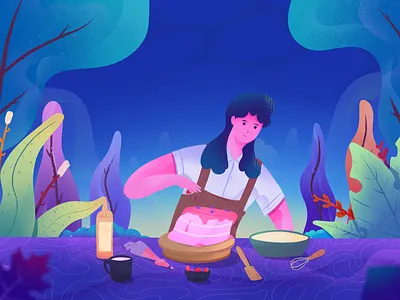 Bake a cake 🎂 - illustration cake cook design failure flat illustration modern vector website woman