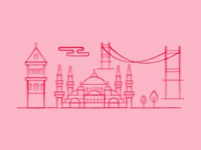 Istanbul bosphorus bridge city design galata graphic hagia sophia illustration illustrator istanbul line turkey