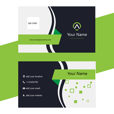 Elegant-foil-business-card,-green-and-white-business-card. flat