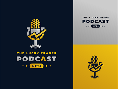 The Lucky Trader Podcast Logo Design brand brand identity branding design graphic design illustration logo logo design mic minimalist logo nft podcast trade trading ui