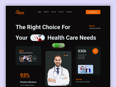 Cigna HealthCare Web Header 247 online support branding care cigna healthcare clinic consultation design doctor health healthcare help landing page medical medicine nurse online doctor pharmacy ui ux website