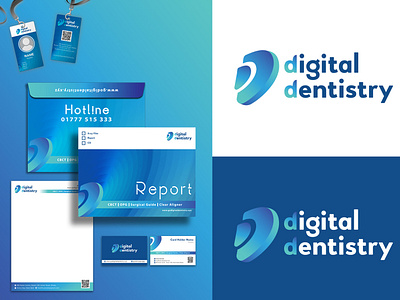 Brand Identity Design for Digital Dentistry adobe photoshop adobeillustrator branddesign brandidentity dielinedesign envelopedesign graphic design idcarddesign logodesigning officialpad printondemand productdesign visitingcarddesign visualization