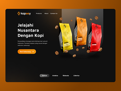 Kopeey: Web Design | UI Design | Landing Page coffee dark glass effect glassmorphism homepage kopi landing page landing page design roastery ui ui design ux ux design web design website