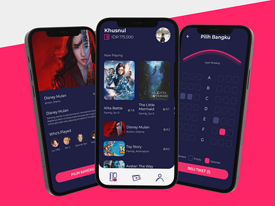 MOV - Pesan tiket bioskop tanpa ribet! adobe xd app bioskop booking booking app booking ticket cinema cinema ticket design film interface mobile mov movie movieticketapp theater ticket ui