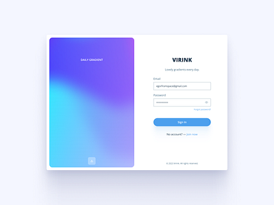 Daily UI 001 — Sign Up clean clean design color color palette concept daily ui daily ui challenge dailyui gradient gradient palette log in login neon product design prototype sign in sign up ui ui design virink