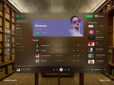 Apple Vision Pro - Spotify design 3d admindashboard app apple applevisionpro dashboard design graphic design ui vector visionpro