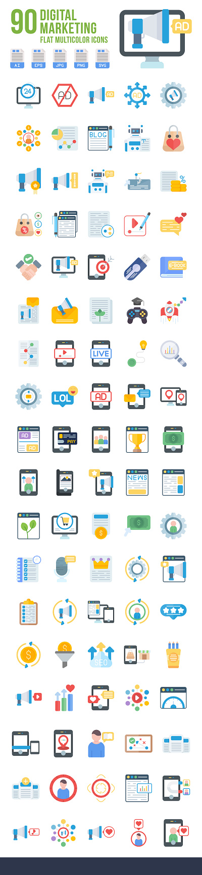 Digital Marketing Icons business digital graphic design icon illustration illustrator marketing multicolor vector vectors web website