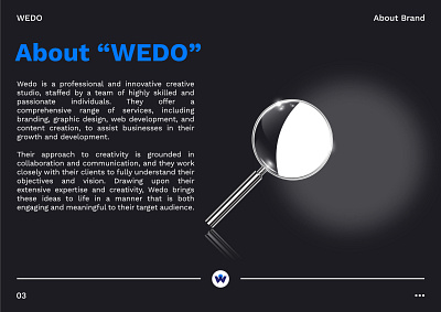 About WEDO about us branding dark ligh search