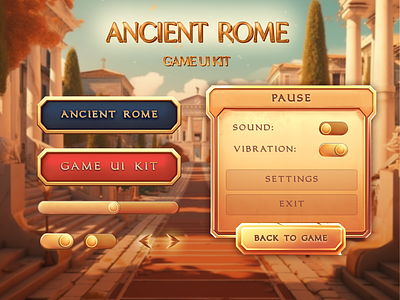 Ancient Rome Game UI Kit ancient rome art design game game ui graphic design mobile ui