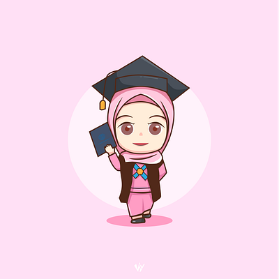 Graduation chibi character charakter chibi design graduation graphic design illiustration vekctor