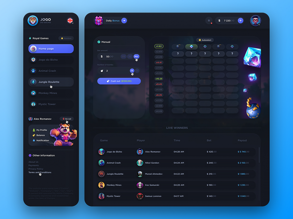 Tower - Gambling interface by Romanov for Bang Bang Studio on Dribbble