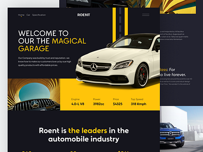 Car Garage Website Design_Roent automobile cars concept homepage landing page maintanance restoration vehicles restoration vintage cars vintage vehicles web website website design