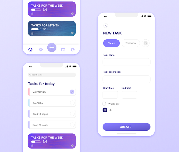 Daily UI 1 - To-do list app by Alina Trusova on Dribbble